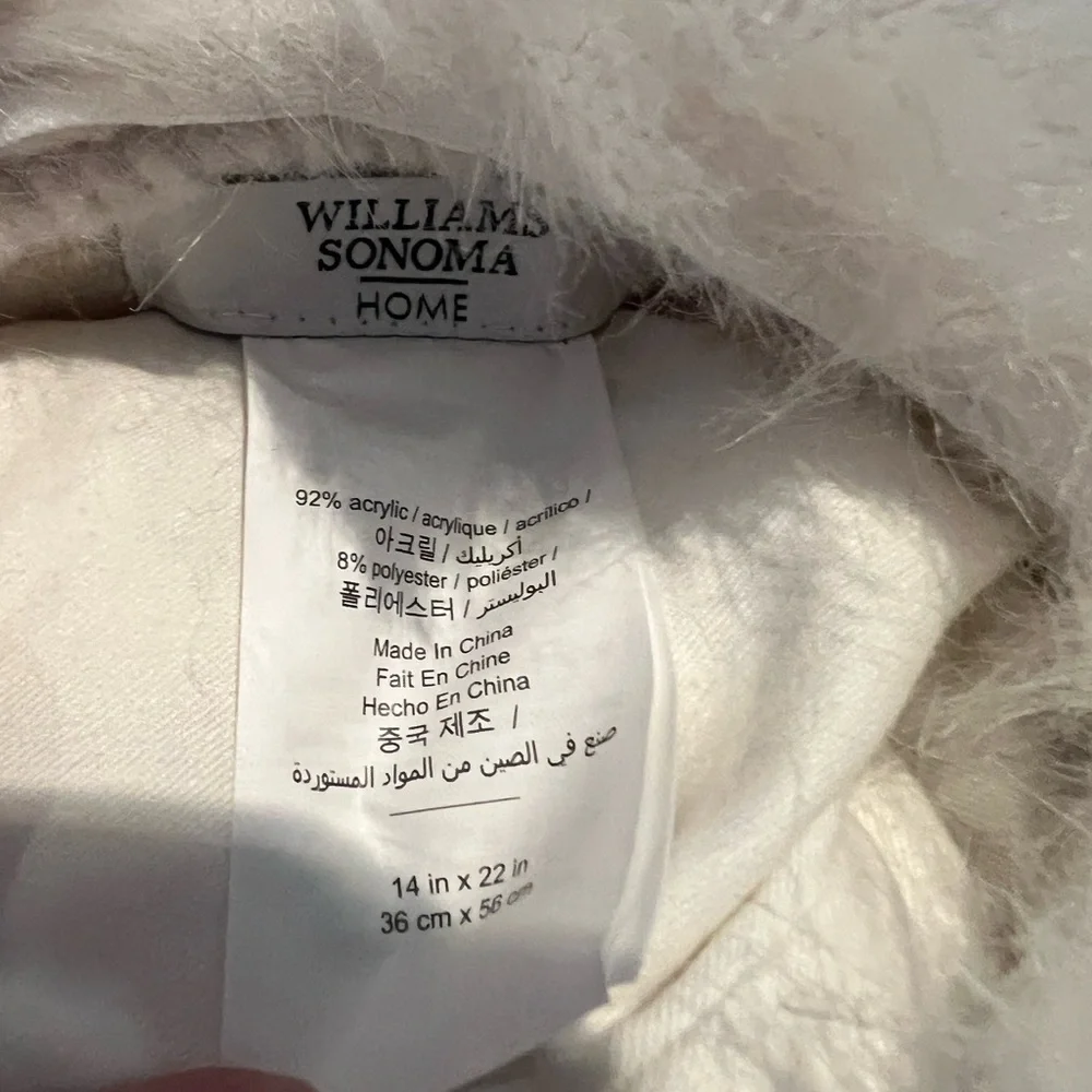 Williams Sonoma Plush Cream Pillow